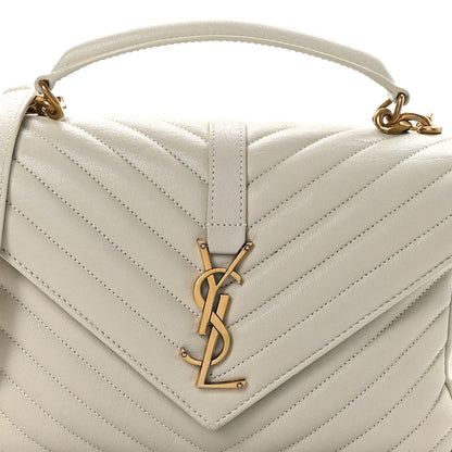 Saint Laurent Sheepskin Matelasse Chevron Monogram Medium College Bag Crema Soft 9 of 11
