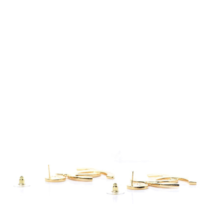 Chanel Metal Large Paris Button Earrings Gold 3 of 5