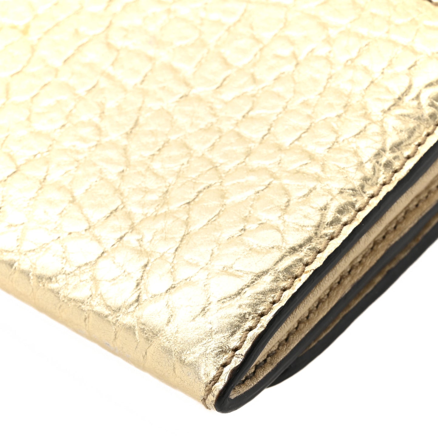 Metallic Heritage Grain Penrose Bow Continental Wallet Gold