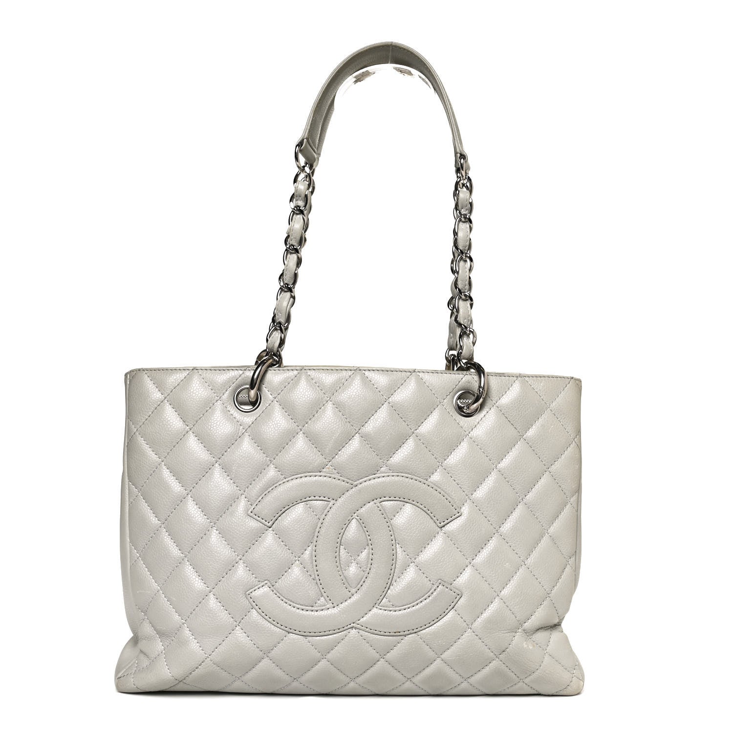 Chanel Caviar Quilted Grand Shopping Tote GST Light Grey 1 of 12