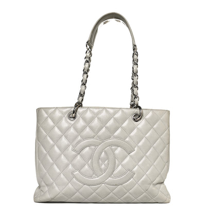 Chanel Caviar Quilted Grand Shopping Tote GST Light Grey 1 of 12