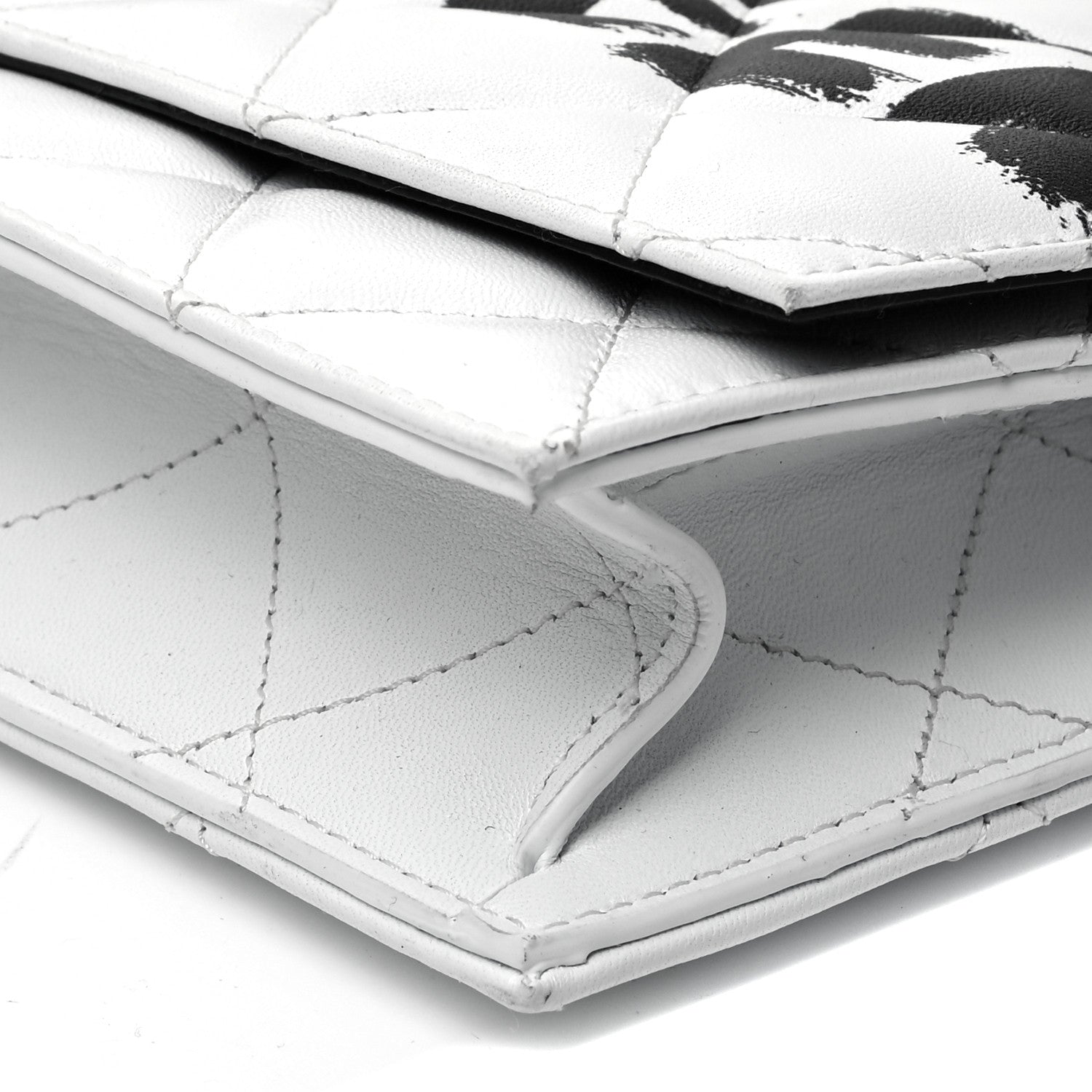 Alexander McQueen Calfskin Quilted Graffiti Skull Medium Chain Crossbody Bag White 8 of 9