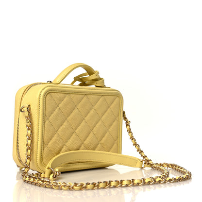 Chanel Caviar Quilted Small CC Filigree Vanity Case Yellow 3 of 10