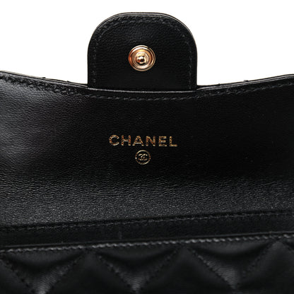 Chanel Lambskin Quilted Flap Card Holder Wallet Black 6 of 9