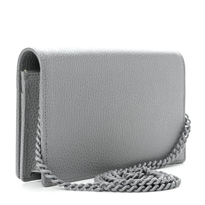 Gucci Dollar Calfskin Enamel Monochrome Mini GG Marmont Chain Wallet Deep Grey 3 of 10
