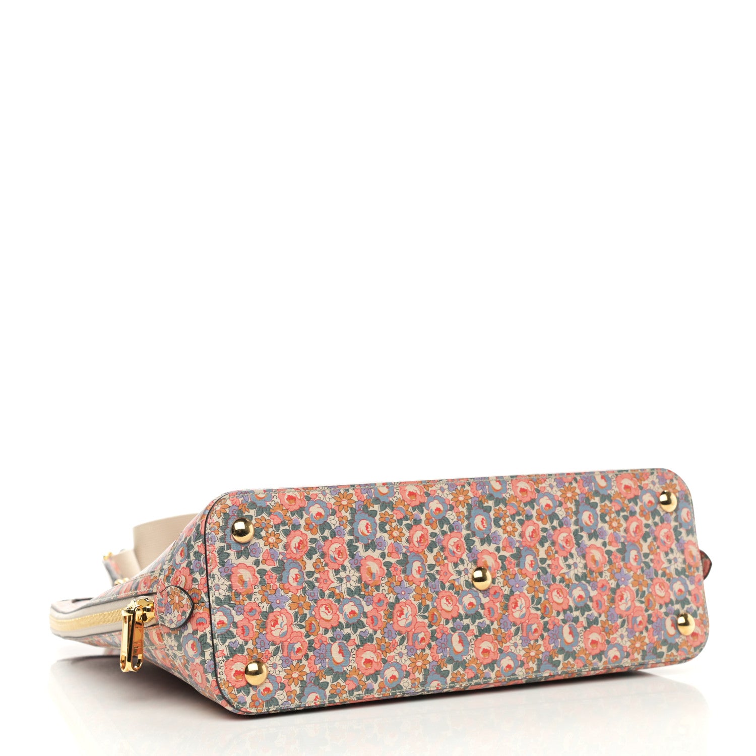 Gucci X LIBERTY OF LONDON Calfskin Floral Fawn Print Horsebit 1955 Duffle Bag Perfect Pink Ivory 4 of 11