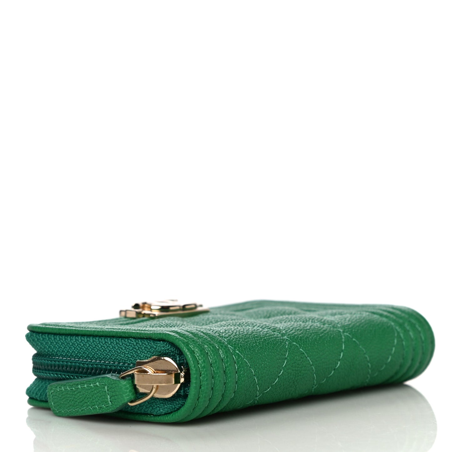 Caviar Quilted Boy Zip Around Coin Purse Wallet Green