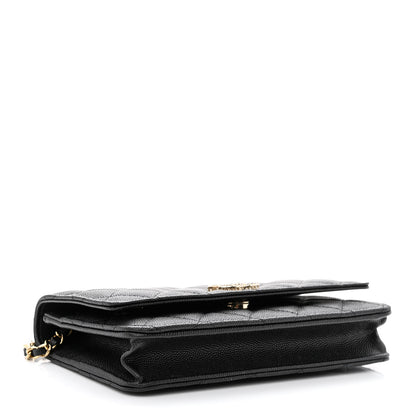 Chanel Caviar Quilted Crystal CC Wallet On Chain WOC Black 4 of 12