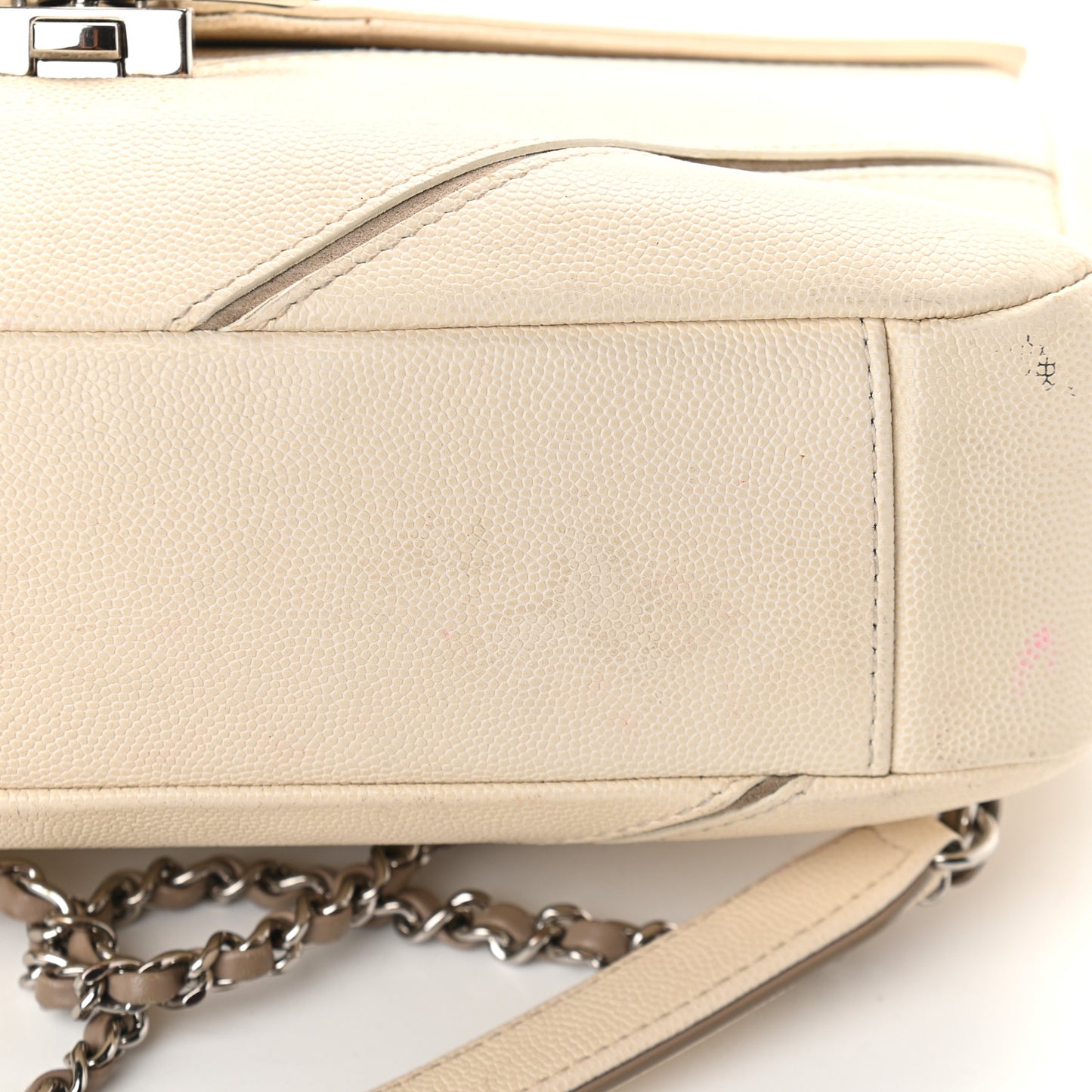 Caviar Macro Chevron Single Flap White