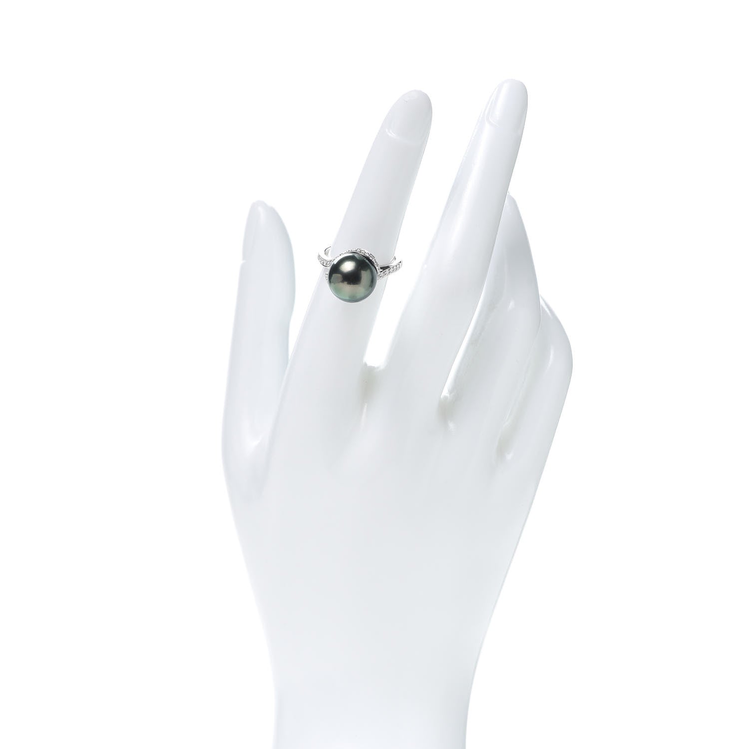 Mikimoto 18K White Gold Diamond Black South Sea Cultured Pearl 11.5mm Twist Ring 51 5.75 2 of 6