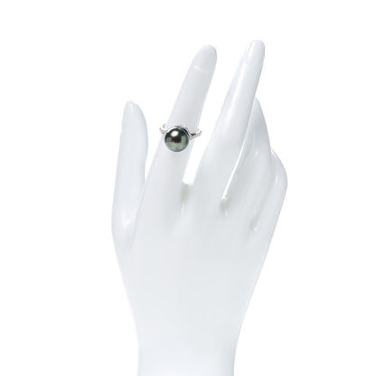 Mikimoto 18K White Gold Diamond Black South Sea Cultured Pearl 11.5mm Twist Ring 51 5.75 2 of 6