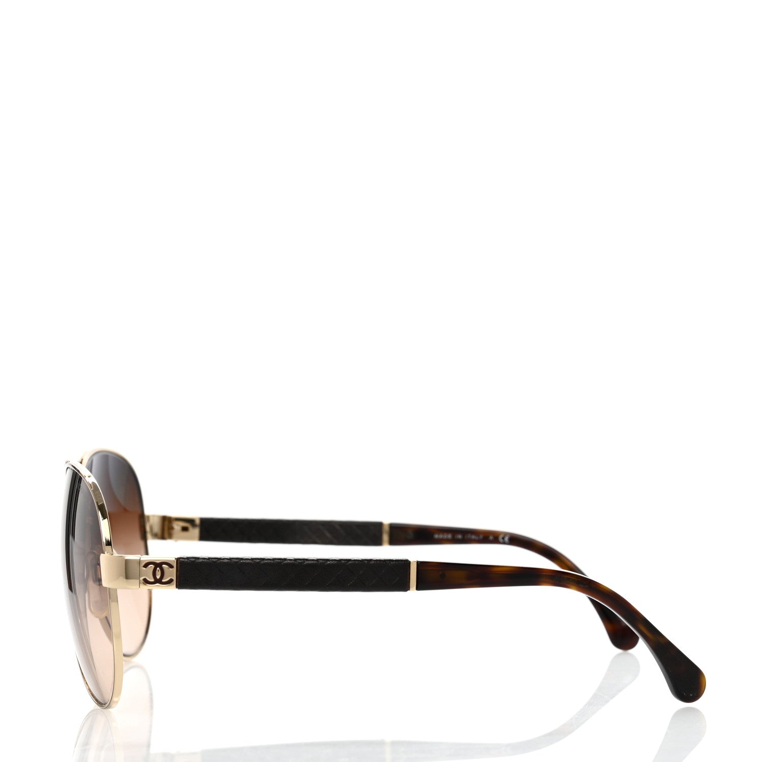 Chanel Lambskin Quilted CC Aviator Sunglasses 4195-Q Brown Gold 3 of 9