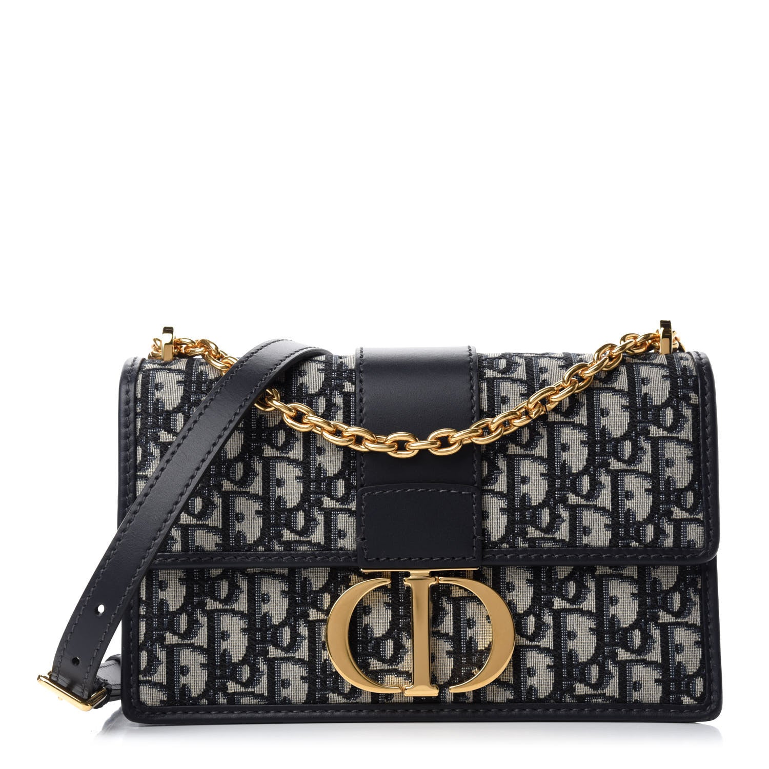 Christian Dior Oblique 30 Montaigne Chain Flap Bag Blue 1 of 10