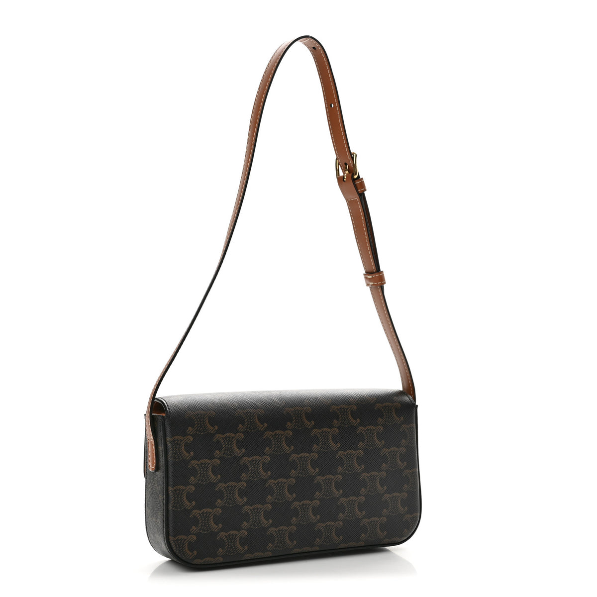 Canvas Calfskin Triomphe Shoulder Bag Tan