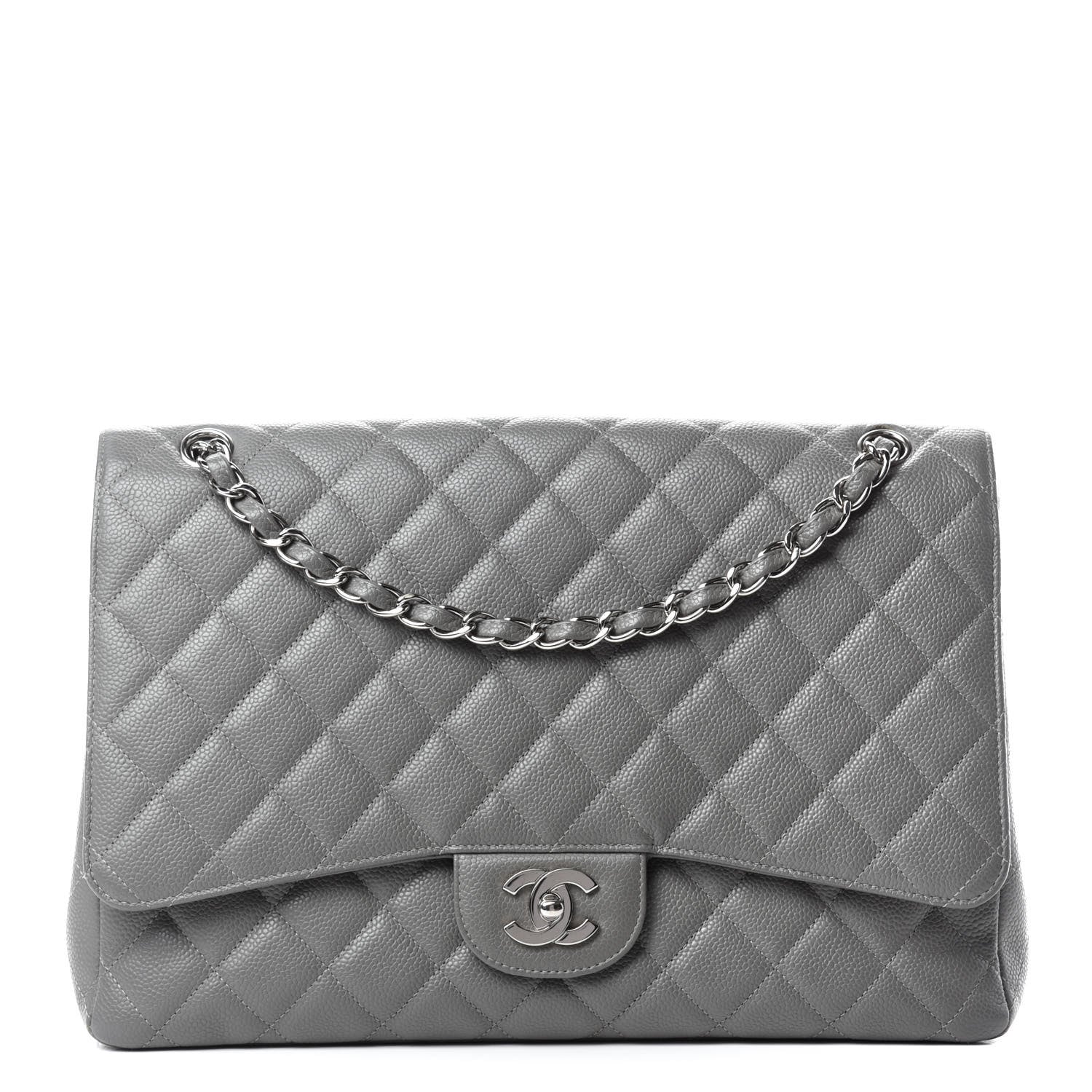 Chanel Caviar Quilted Maxi Single Flap Grey 1 of 11