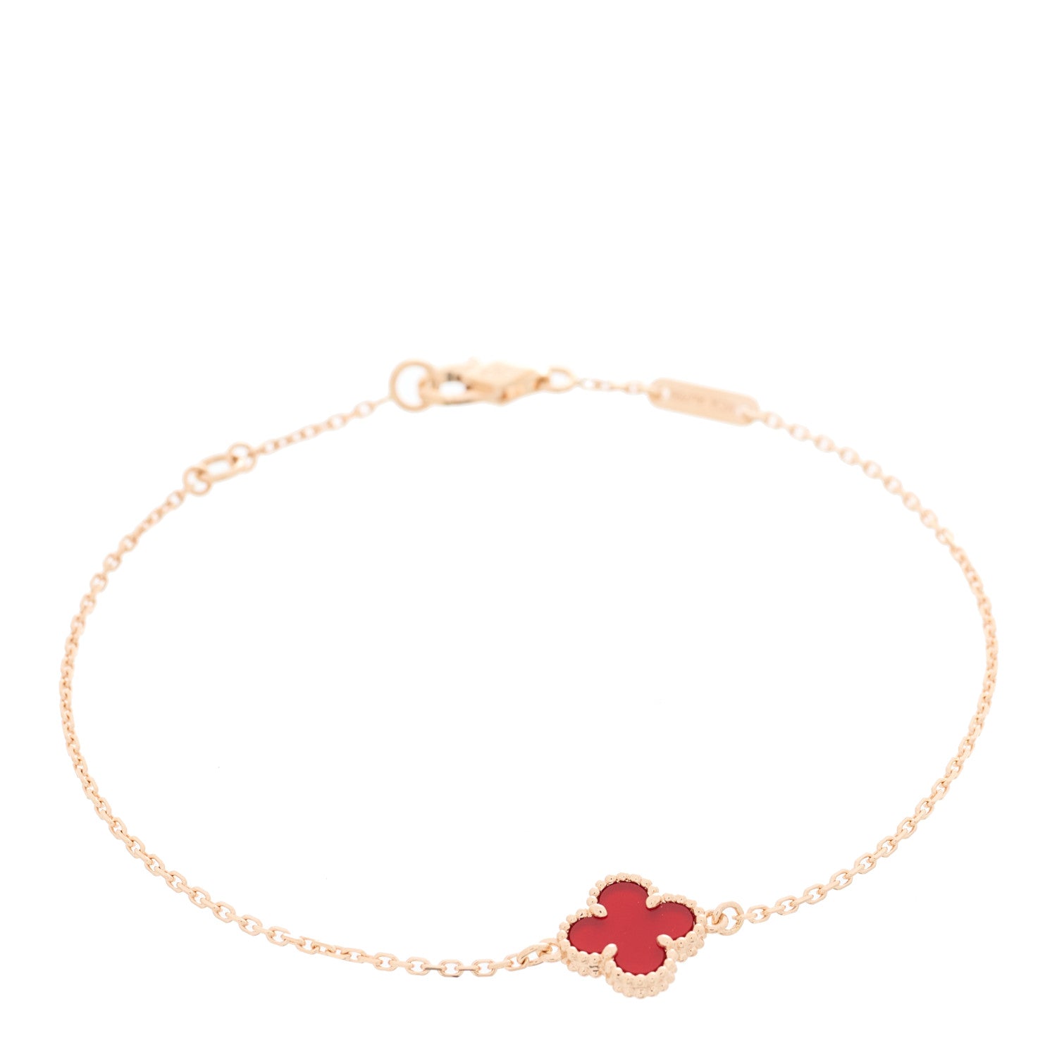 Van Cleef & Arpels 18K Rose Gold Carnelian Sweet Alhambra Bracelet 1 of 5