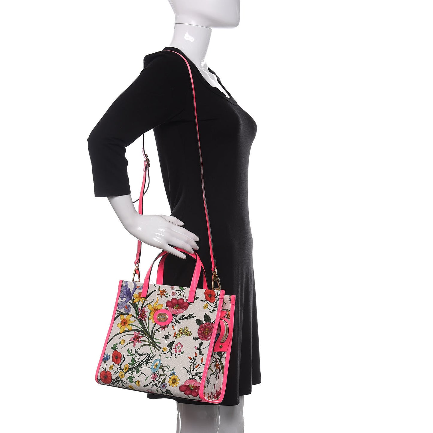 Canvas Medium Flora Tote Fuchsia