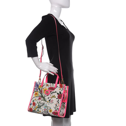 Gucci Canvas Medium Flora Tote Fuchsia 2 of 11