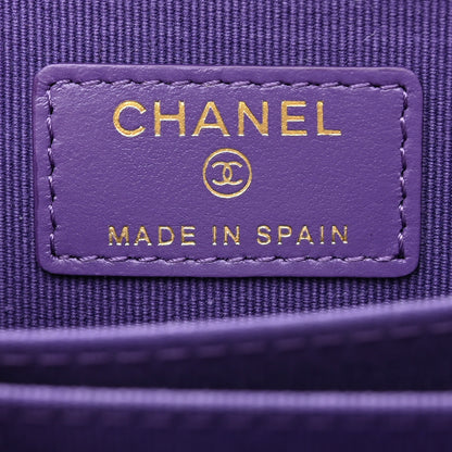 Chanel Caviar Quilted Zip Around Coin Purse Wallet Purple 6 of 8