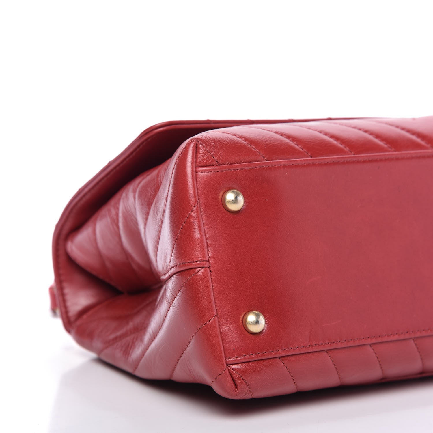 Chanel Calfskin Chevron Quilted Small Coco Handle Flap Red 6 of 10