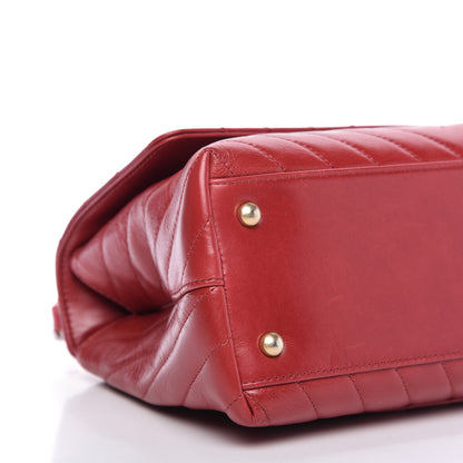 Chanel Calfskin Chevron Quilted Small Coco Handle Flap Red 6 of 10