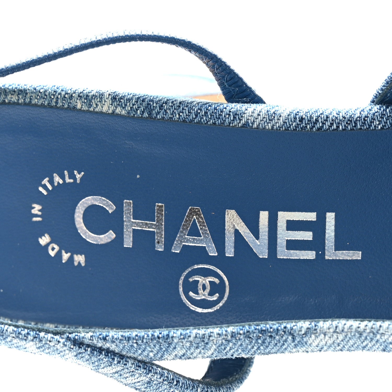 Chanel Denim Cap Toe Denim Slingback Pumps 36 Blue 7 of 8