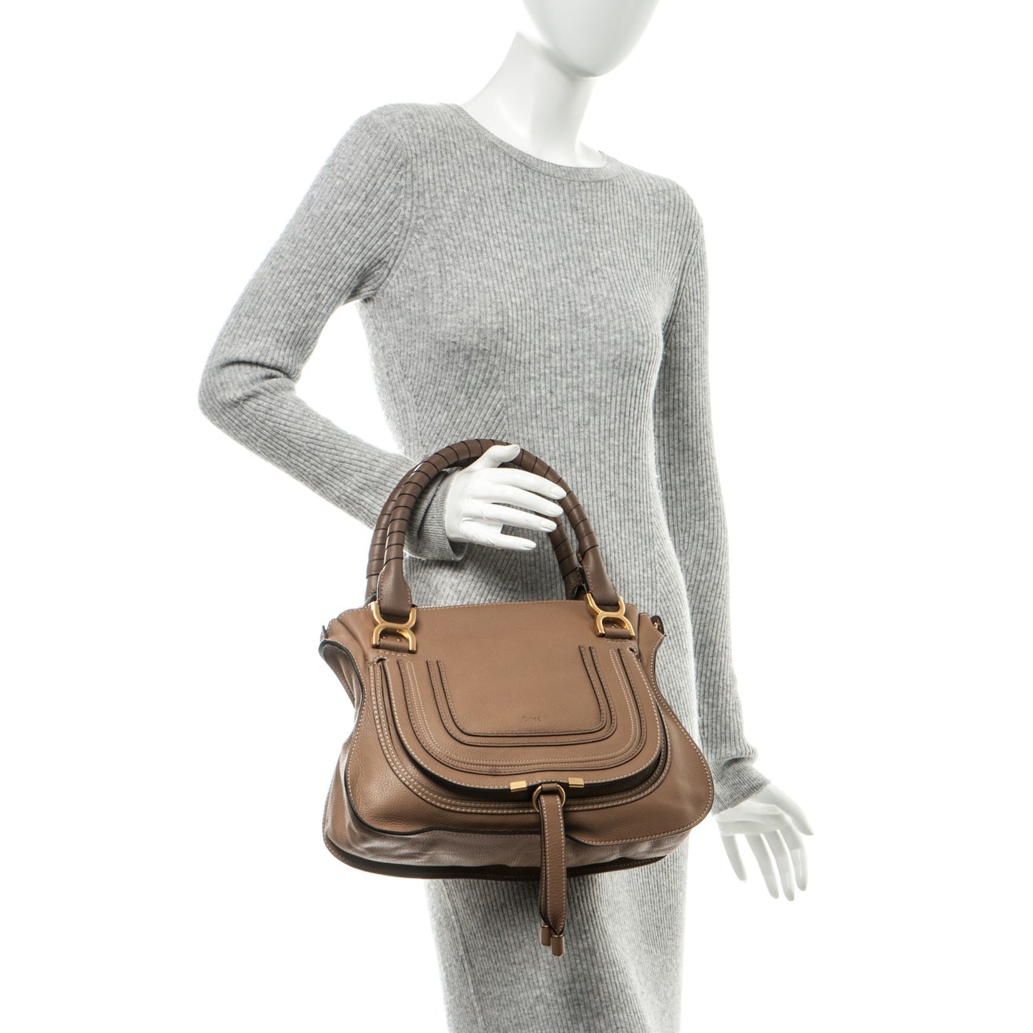 Calfskin Medium Marcie Satchel Nut
