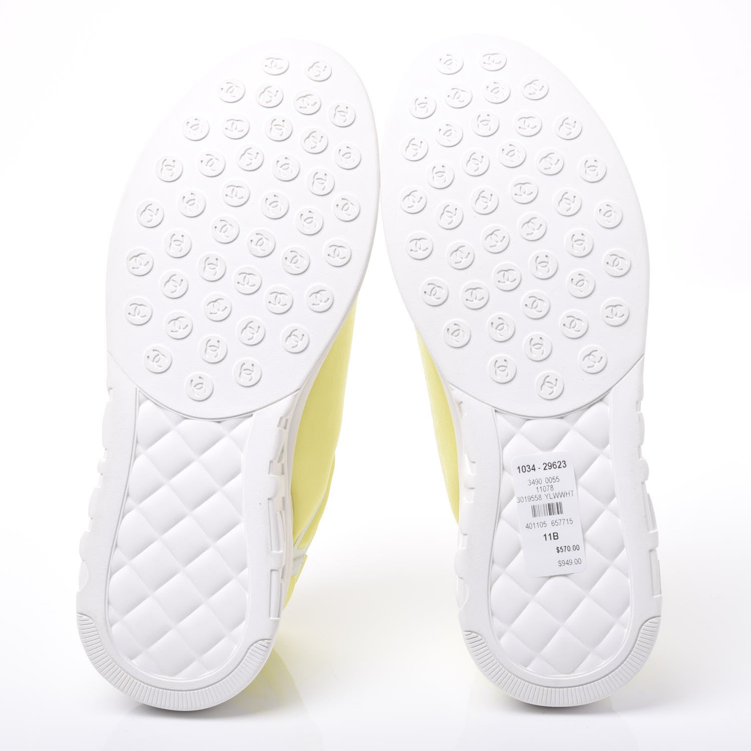 Chanel Calfskin Mesh Lycra Logo Sneakers 41 Yellow 5 of 9