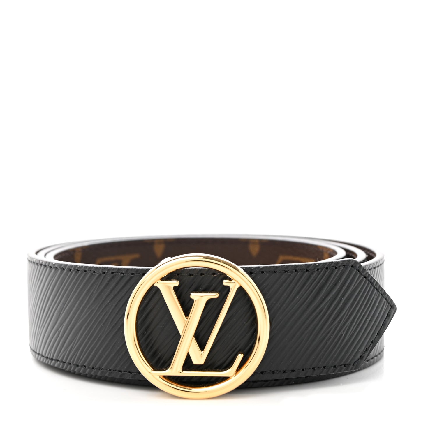 Monogram Epi 35mm LV Circle Reversible Belt 95 38 Black