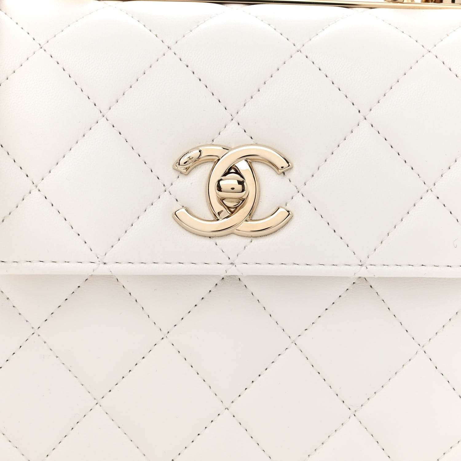 Chanel Lambskin Lacquered Quilted Mini Trendy CC Dual Handle Flap Bag White 8 of 11