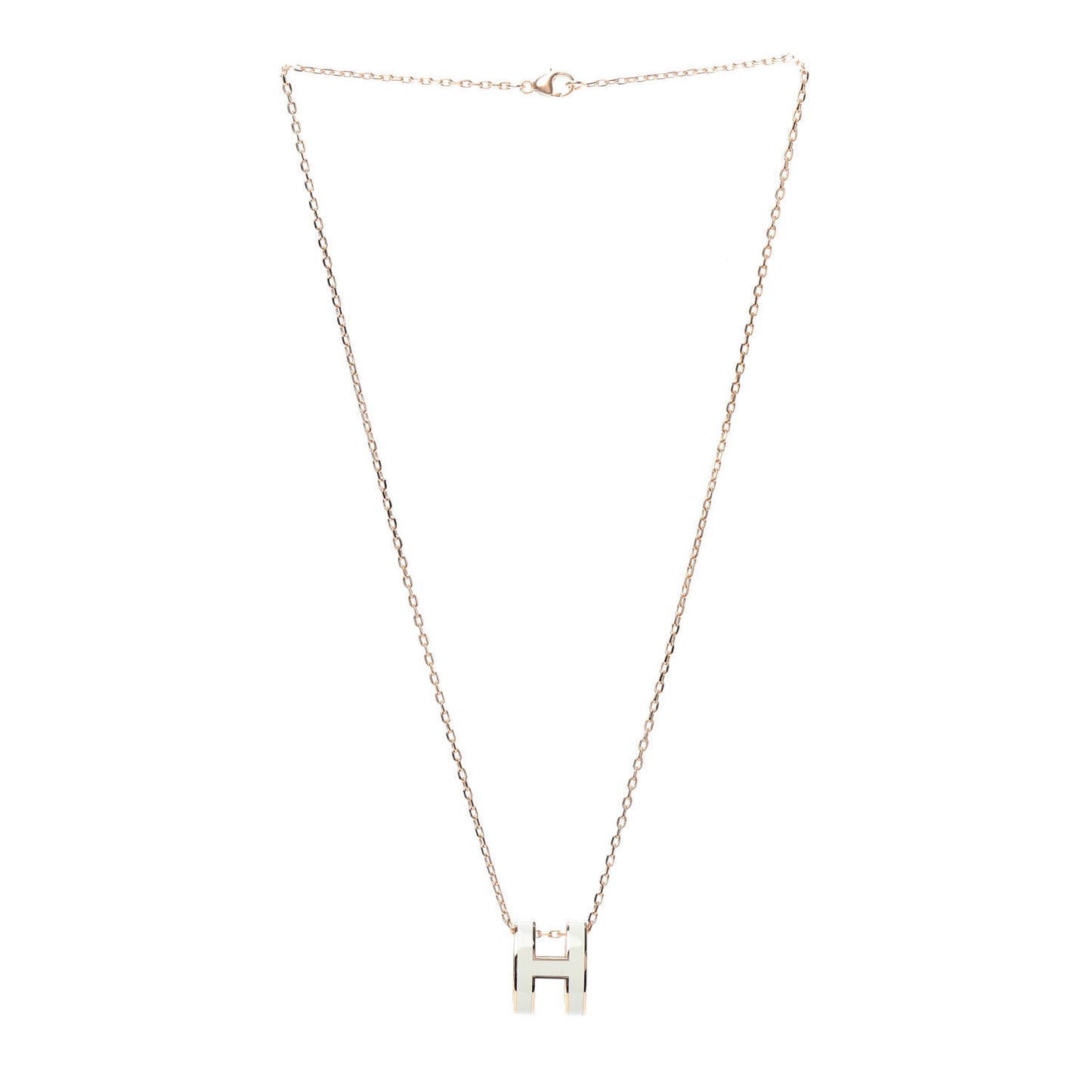 Lacquered Rose Gold Pop H Pendant Necklace White