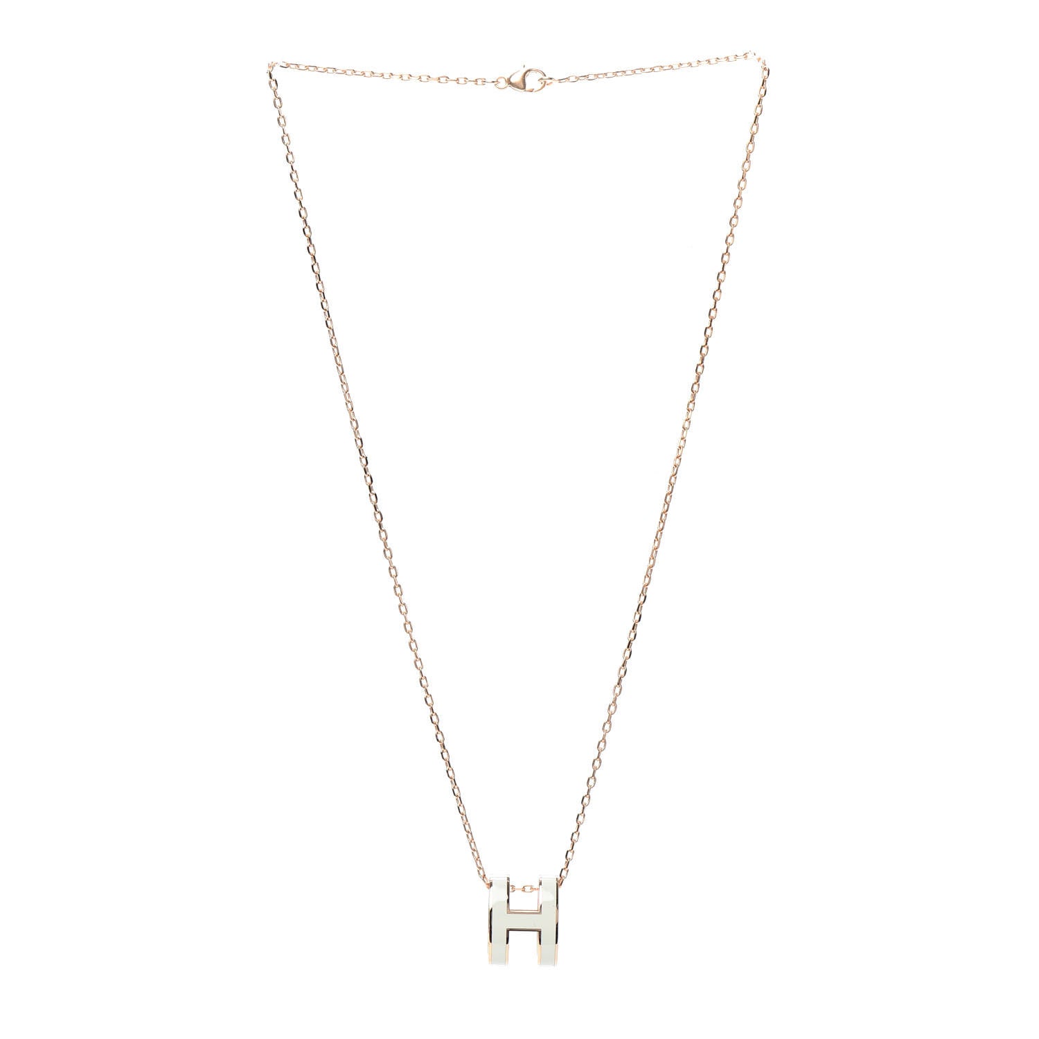 Hermes Lacquered Rose Gold Pop H Pendant Necklace White 3 of 4