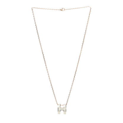 Hermes Lacquered Rose Gold Pop H Pendant Necklace White 3 of 4