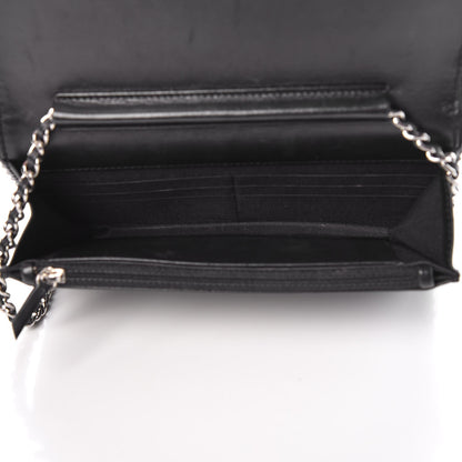 Chanel Lambskin Chevron Quilted Studded Wallet On Chain WOC Black 5 of 13