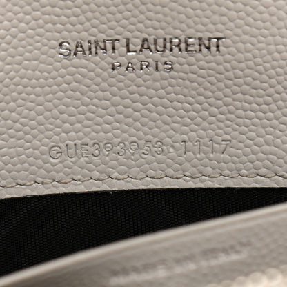 Saint Laurent Grain De Poudre Matelasse Chevron Monogram Envelope Chain Wallet Optical White 7 of 16