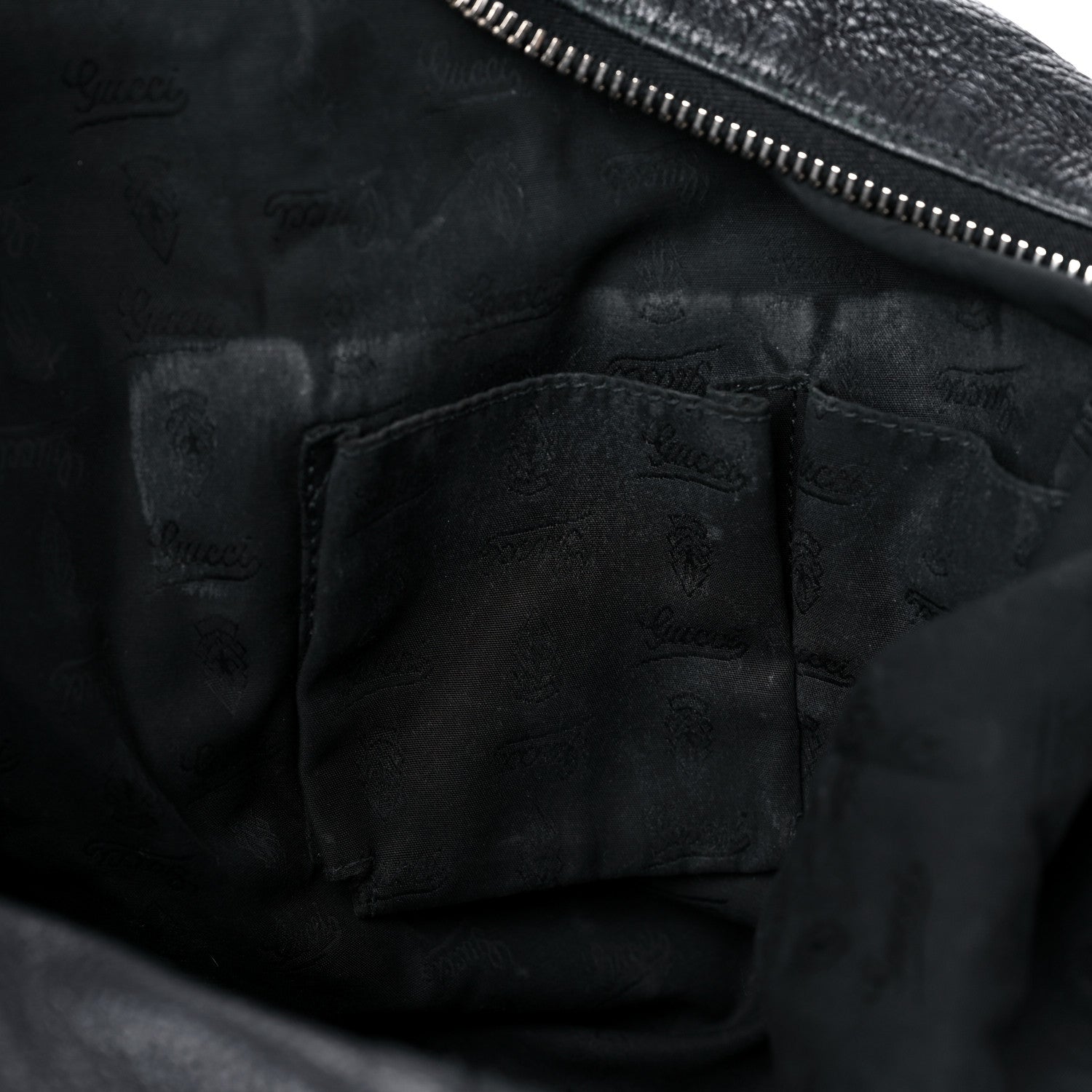 Gucci Pebbled Calfskin Medium Jungle Hobo Black 14 of 17