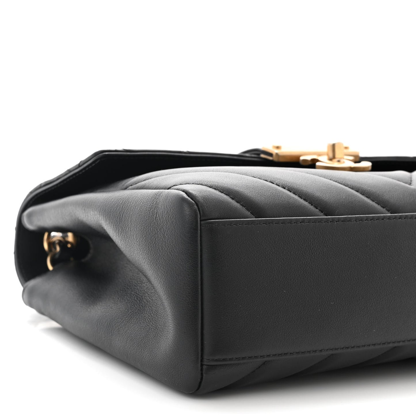 Calfskin Quilted Chevron In The City Bag Black