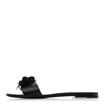 Chanel Lambskin Camellia Sandal Mule 38.5 Black 1 of 8