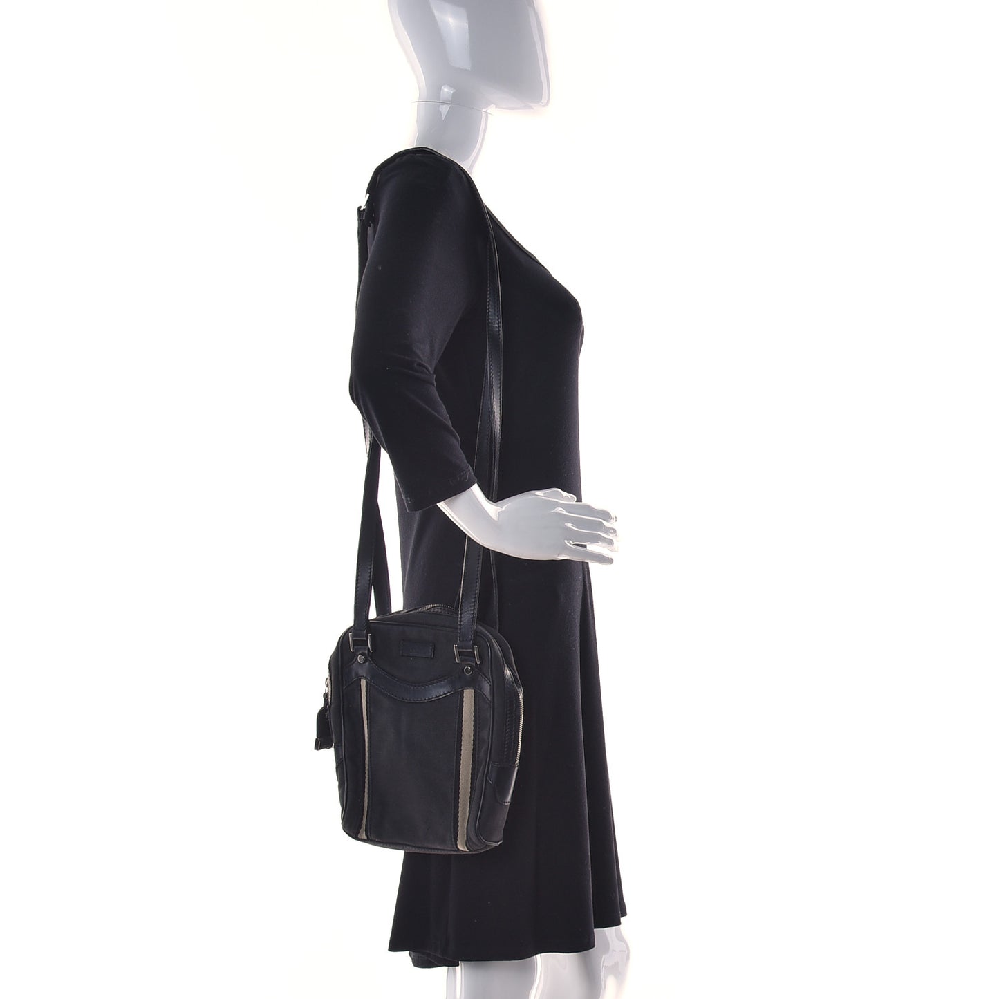Canvas Calfskin Messenger Bag Navy