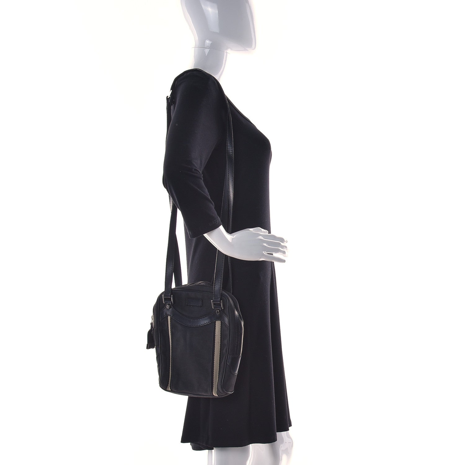 Gucci Canvas Calfskin Messenger Bag Navy 2 of 13