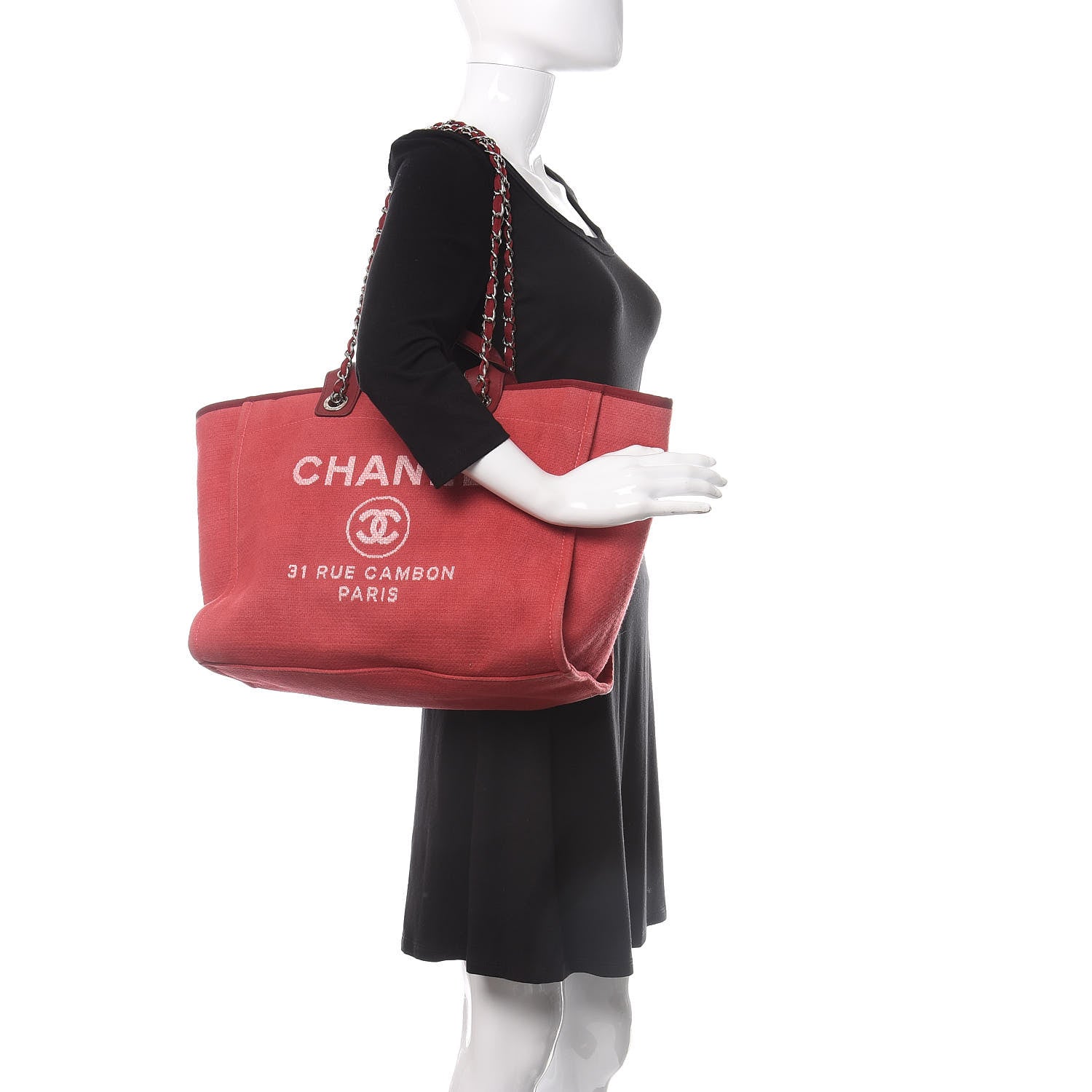 Chanel Canvas Medium Deauville Tote Red 2 of 12