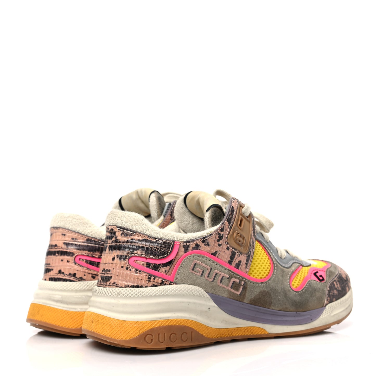 Suede Calfskin Tejus Printed Womens Ultrapace Sneakers 36.5 Pink Silver Oatmeal Yolk