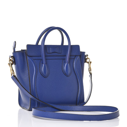 Celine Drummed Calfskin Nano Luggage Indigo 3 of 6