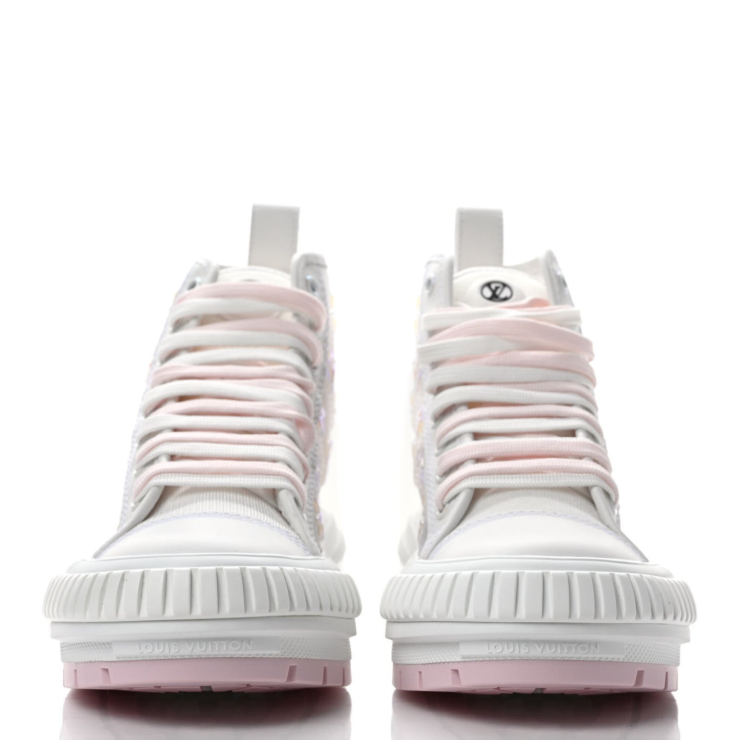 Iridescent Technical Mesh Monogram LV Squad Sneaker Boots 36 Rose Clair