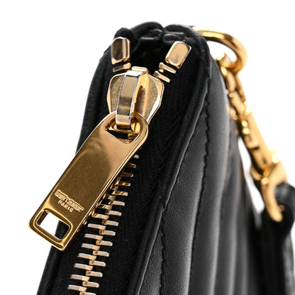 Saint Laurent Calfskin Matelasse Chevron Monogram A5 Wristlet Black 9 of 11