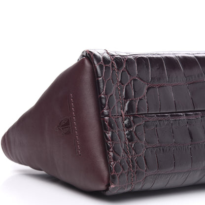 Lanvin Crocodile Stamped Calfskin Trilogy Clutch Aubergine 8 of 13