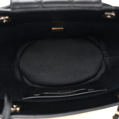 Chanel Raffia Braided Lambskin Small Shopping Tote Beige Black 6 of 12