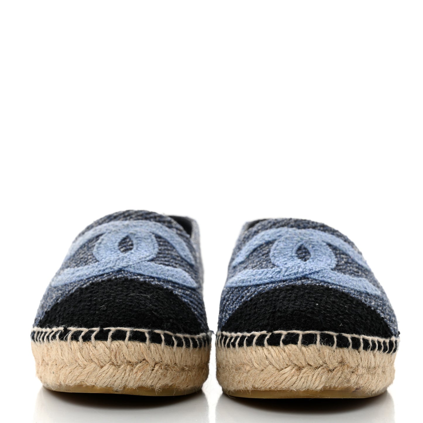 Cotton Tweed CC Espadrilles 38 Blue Ecru Black