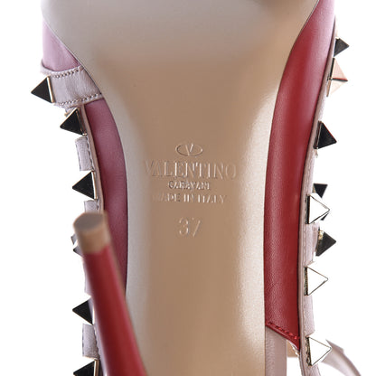 Valentino Garavani Calfskin Nappa Rockstud Ankle Strap 100mm Pumps 37 Rosso Valentino Poudre 9 of 14