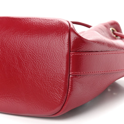 Chanel Shiny Aged Calfskin CC Chain Mini Drawstring Bag Red 8 of 9